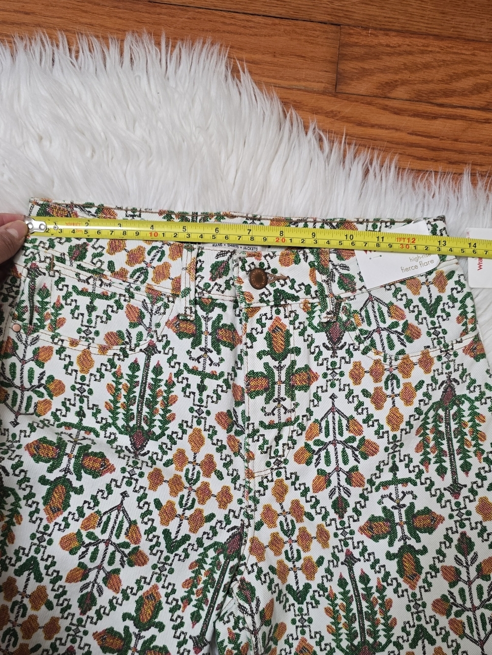 Wrangler High Rise Fierce Flare Jeans Vintage Garden 2x32 Boho Western 70s Retro - Picture 16 of 16